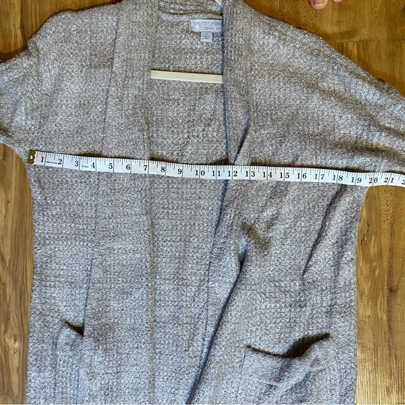 Barefoot Dreams Cozy Chic Light Fuzzy Cardigan Gray with pockets - Picture 6 of 7